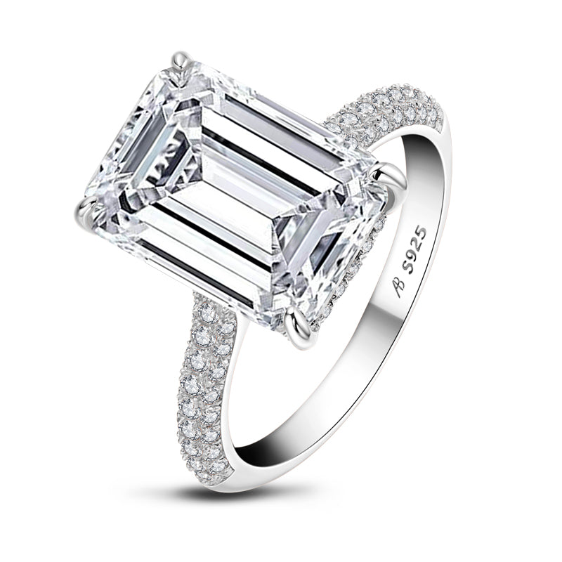 Sylvia 14x10mm Emerald CZ Engagement Ring | 8.5ct | 925 Sterling Silver
