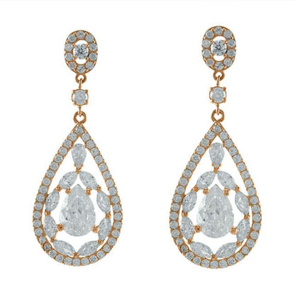 Tamara Cluster Rose Gold Dangle Earrings | 46mm