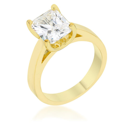 Tamefa Radiant Solitaire Gold Engagement Ring | 4ct | 18k Gold