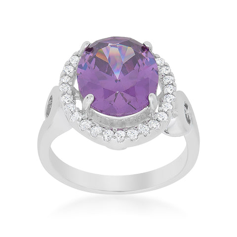 Tarika 5ct Amethyst Purple Oval Halo Cocktail Ring  | 5.3ct