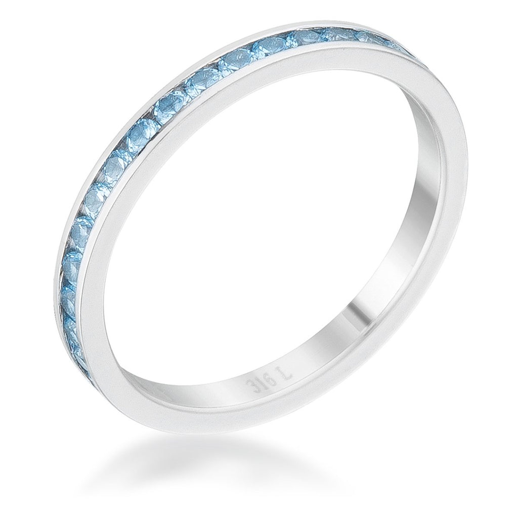 Teresa Blue Topaz Silver Eternity Stackable Ring | 1ct | Stainless Steel