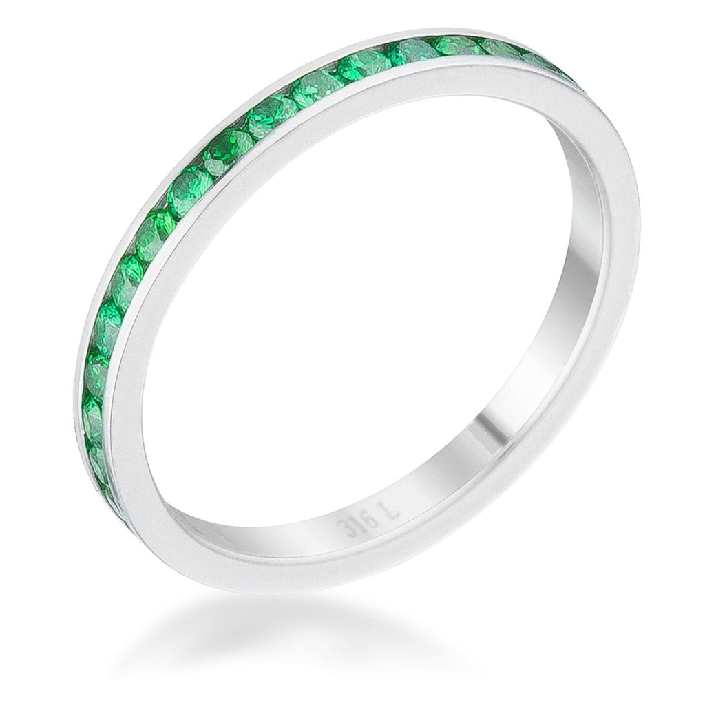 Teresa Emerald Green Silver Eternity Stackable Ring | 1ct | Stainless Steel