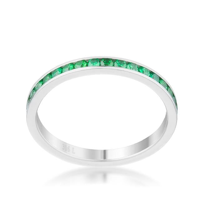 Teresa Emerald Green Silver Eternity Stackable Ring | 1ct | Stainless Steel