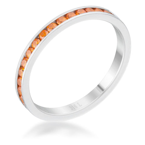 Teresa Orange Silver Eternity Stackable Ring | 1ct |  Stainless Steel