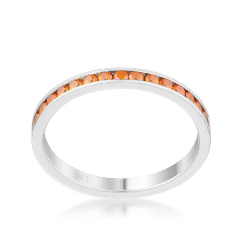 Teresa Orange Silver Eternity Stackable Ring | 1ct |  Stainless Steel