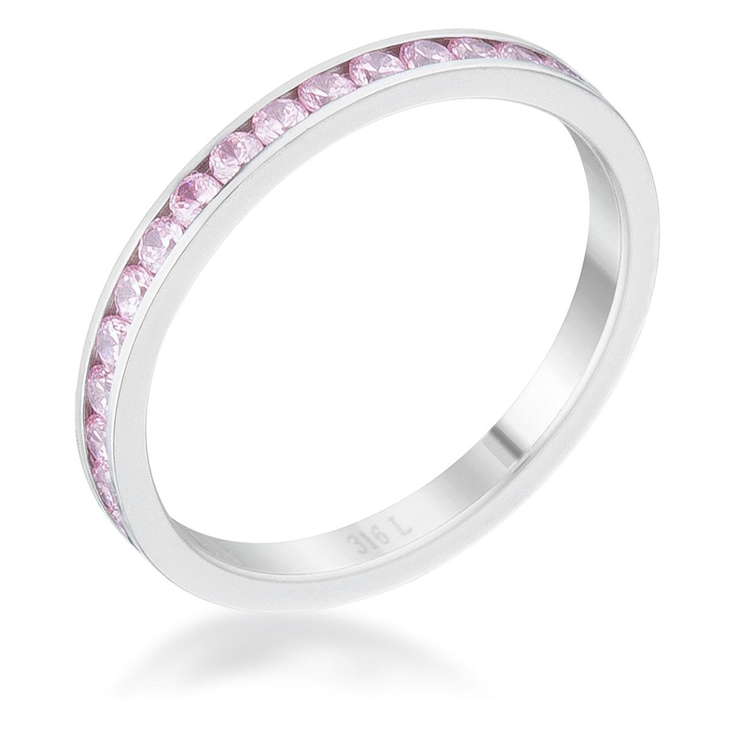 Teresa Pink Silver Eternity Stackable Ring | 1ct | Stainless Steel