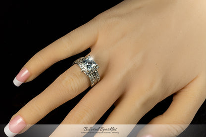 Theodra 2ct Princess Engagement and Wedding Ring Set | 4.5ct