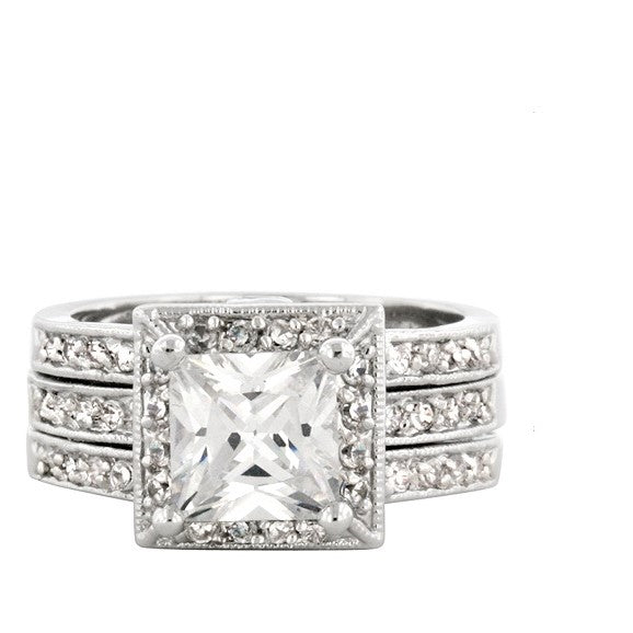Theodra 2ct Princess Engagement and Wedding Ring Set | 4.5ct