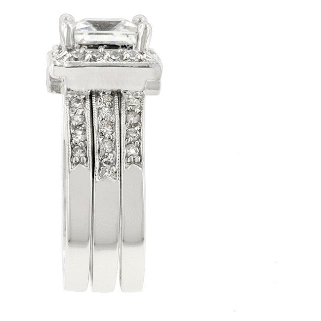 Theodra 2ct Princess Engagement and Wedding Ring Set | 4.5ct