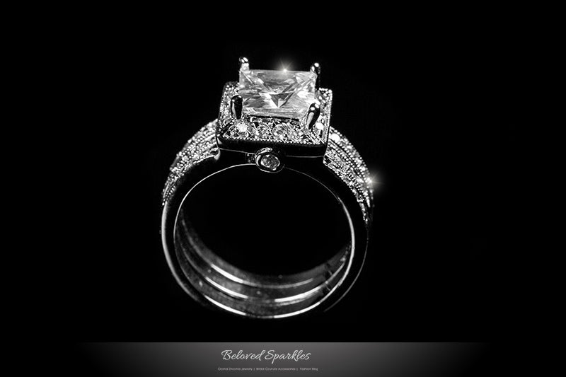Theodra 2ct Princess Engagement and Wedding Ring Set | 4.5ct