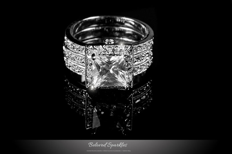 Theodra 2ct Princess Engagement and Wedding Ring Set | 4.5ct