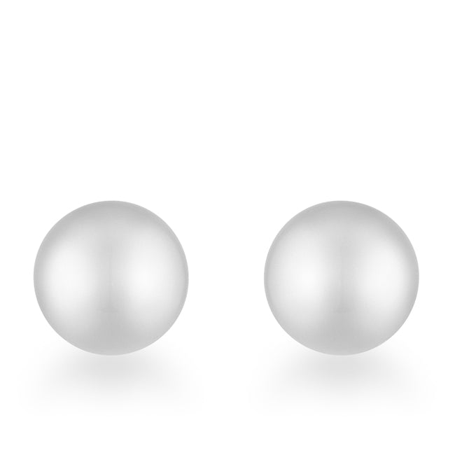 Tina Rhodium Sphere Stud Earrings - 6mm | Stainless Steel