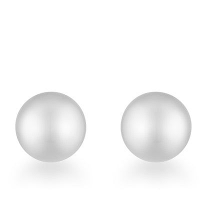 Tina Rhodium Sphere Stud Earrings - 6mm | Stainless Steel