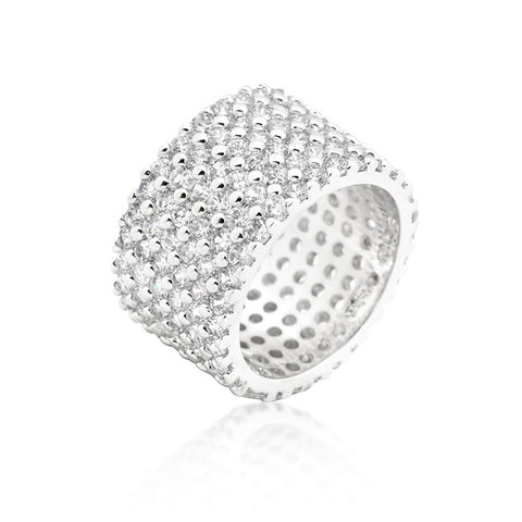 Tina Wide Paved CZ Eternity Band Ring | 22ct