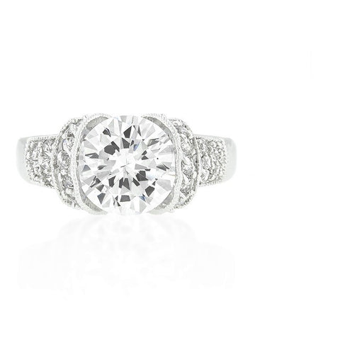 Tisha 2ct Round CZ Tension Set Engagement Ring | 3.6ct