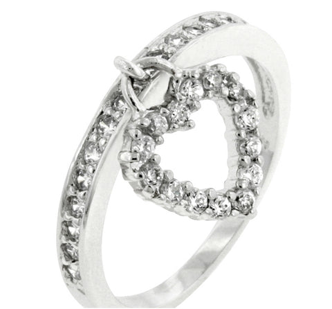 Trella Simple Heart Charm Fashion Ring | 1ct | Cubic Zirconia | Silver
