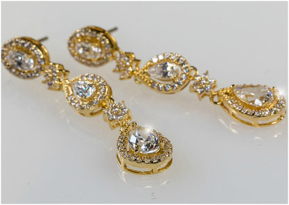 Trina Cascade Linear Gold Chandelier Earrings | 43mm