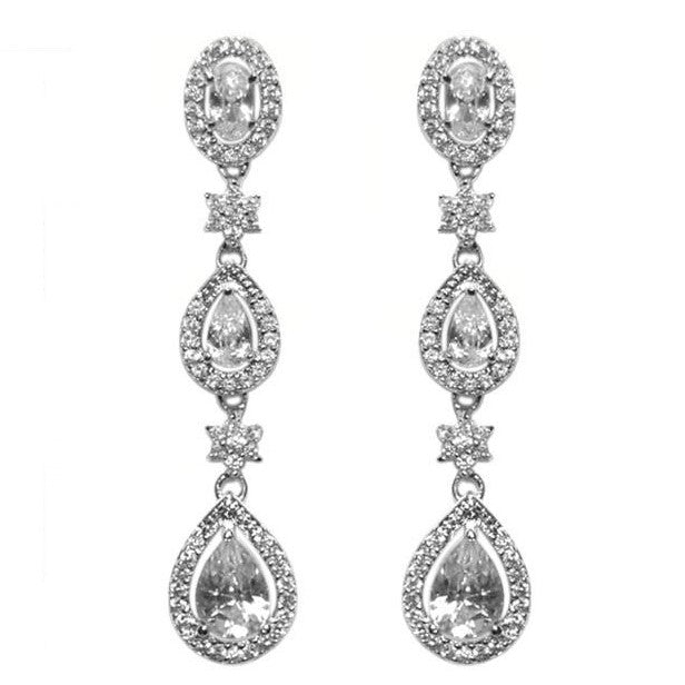Trina Cascade Pear Linear Chandelier Earrings | 43mm