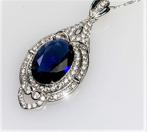 Adela Art Deco Sapphire Pendant | 27ct