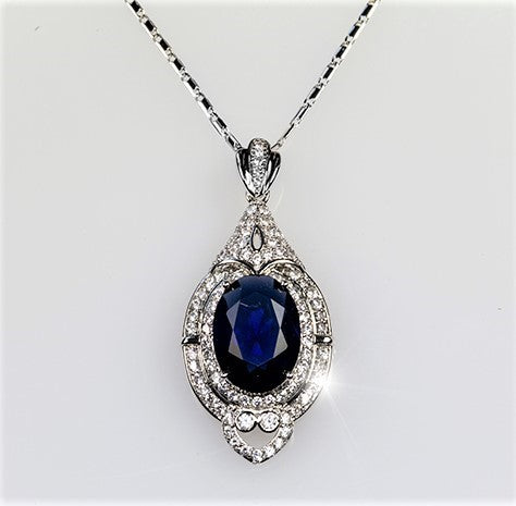 Adela Art Deco Sapphire Pendant | 27ct