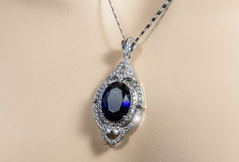 Adela Art Deco Sapphire Pendant | 27ct
