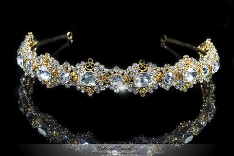 Kylie Oval Cluster Gold Headband | Swarovski Crystal - Beloved Sparkles
 - 1