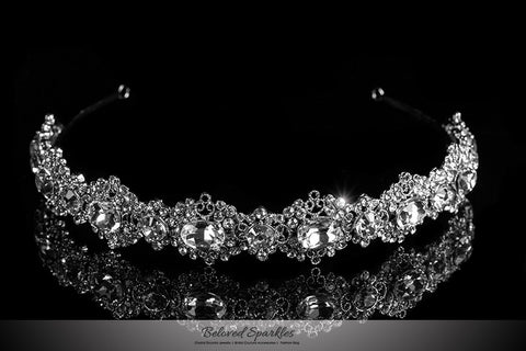 Kylie Oval Cluster Silver Headband | Swarovski Crystal
