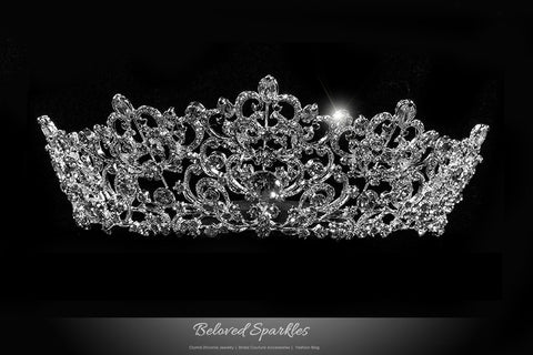 Lorelei Royal Statement Silver Tiara | Swarovski Crystal