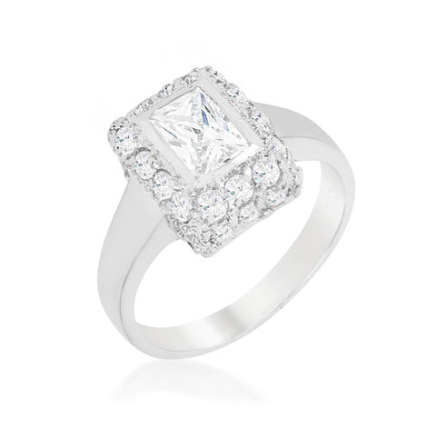 Weslia Radiant  Halo Bezel Engagement Ring | 1.9 Carat | Cubic Zirconia - Beloved Sparkles
 - 1