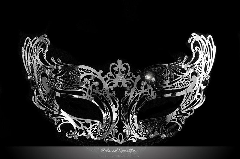 Liana Silver Metal Lace Masquerade Mask | Metal - Beloved Sparkles
 - 1