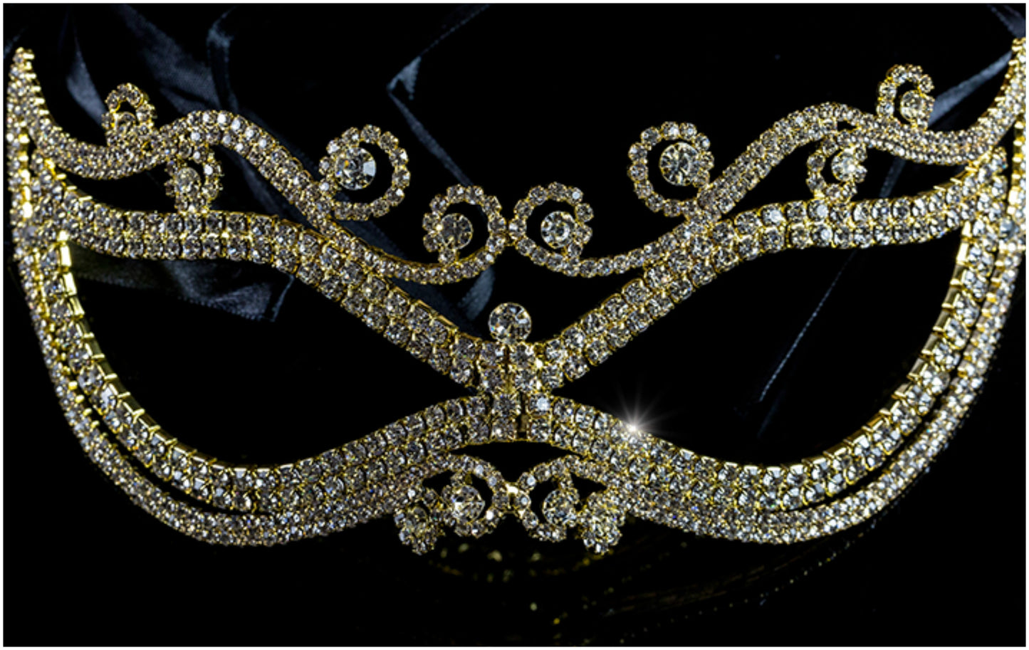 Mayda Romantic Swirls Gold Masquerade Mask | Crystal | Gold - Beloved Sparkles