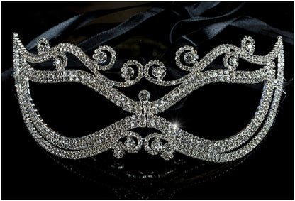 Mayda Romantic Swirls Silver Masquerade Mask | Crystal - Beloved Sparkles
