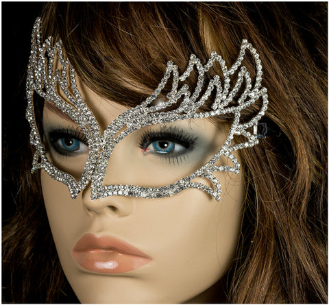 Shawna Fierce Silver Masquerade Mask | Crystal | Silver
