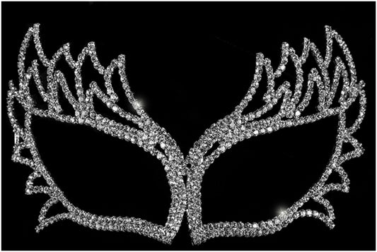 Shawna Fierce Silver Masquerade Mask | Crystal | Silver