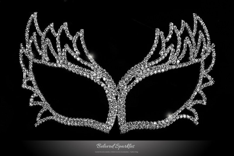 Shawna Fierce Silver Masquerade Mask | Crystal - Beloved Sparkles
 - 1