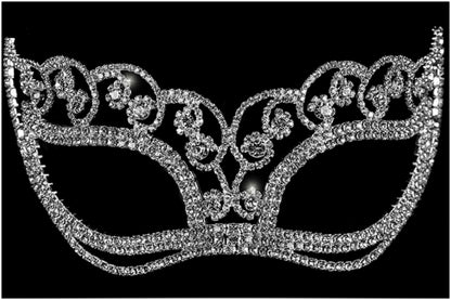 Francine Flower Silver Masquerade Mask | Crystal | Silver