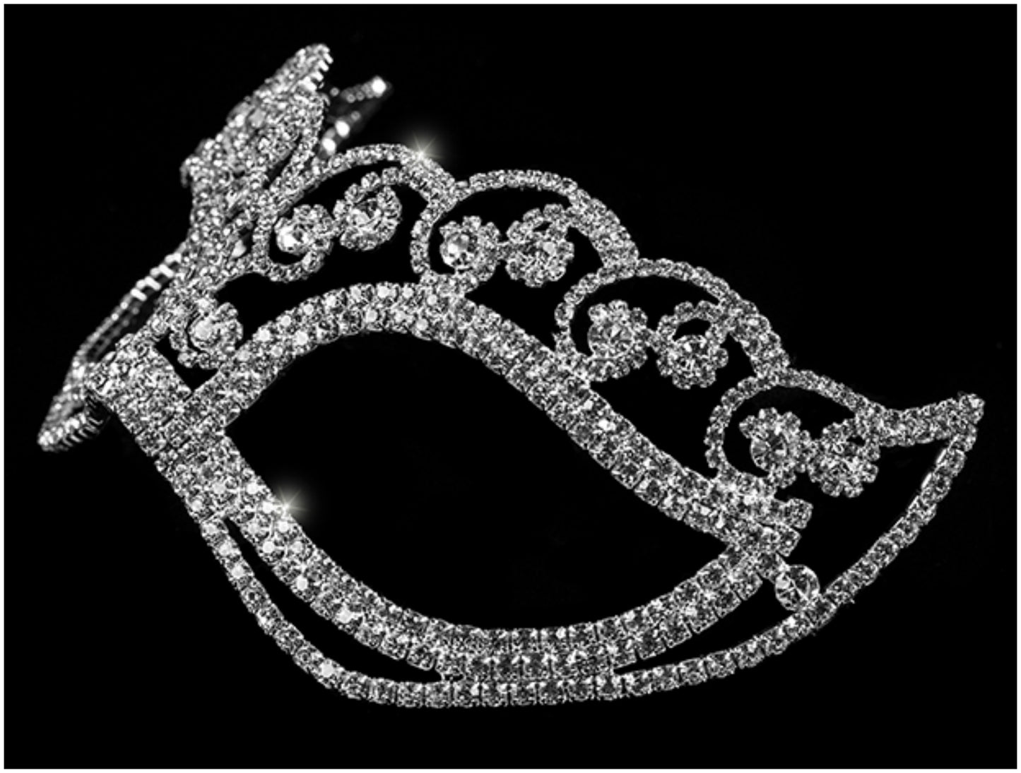 Francine Flower Silver Masquerade Mask | Crystal | Silver