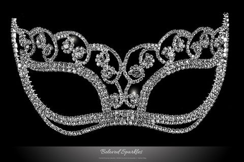 Francine Flower Silver Masquerade Mask | Crystal - Beloved Sparkles