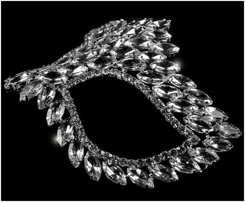 Drina Marquise Cluster Masquerade Mask | Crystal | Silver