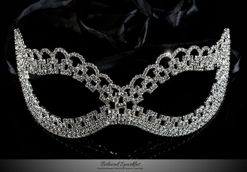 Lonie Swirl Cluster Masquerade Mask | Silver | Crystal - Beloved Sparkles
 - 1