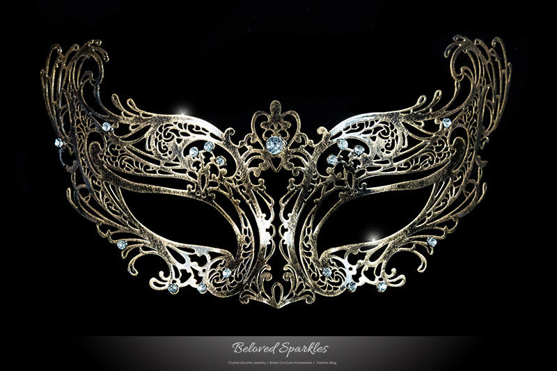 Liana Bronze Metal Lace Masquerade Mask | Metal - Beloved Sparkles
 - 1
