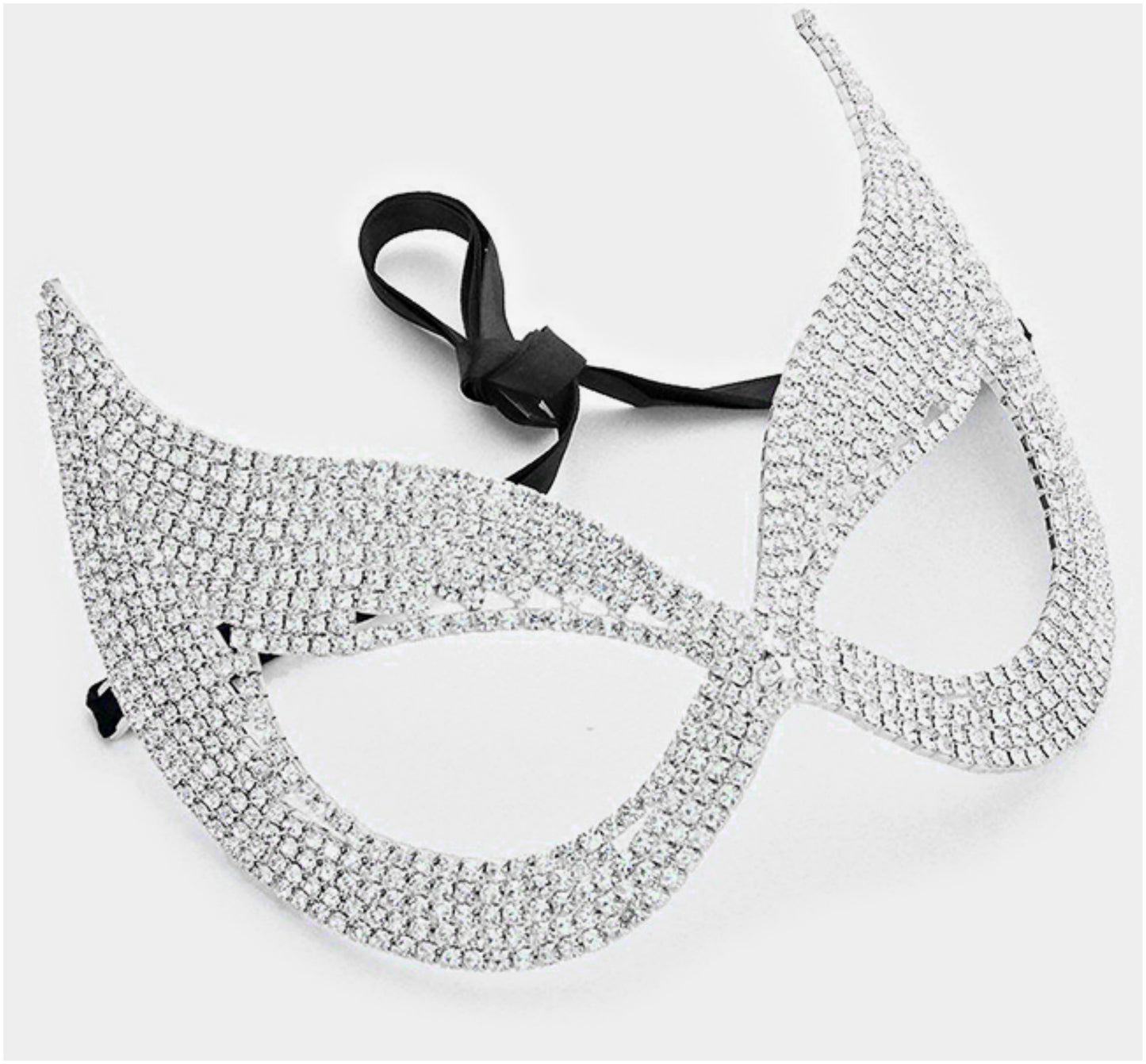 Zelda Cluster Cat Eye Statement Masquerade Mask | Crystal - Beloved Sparkles
