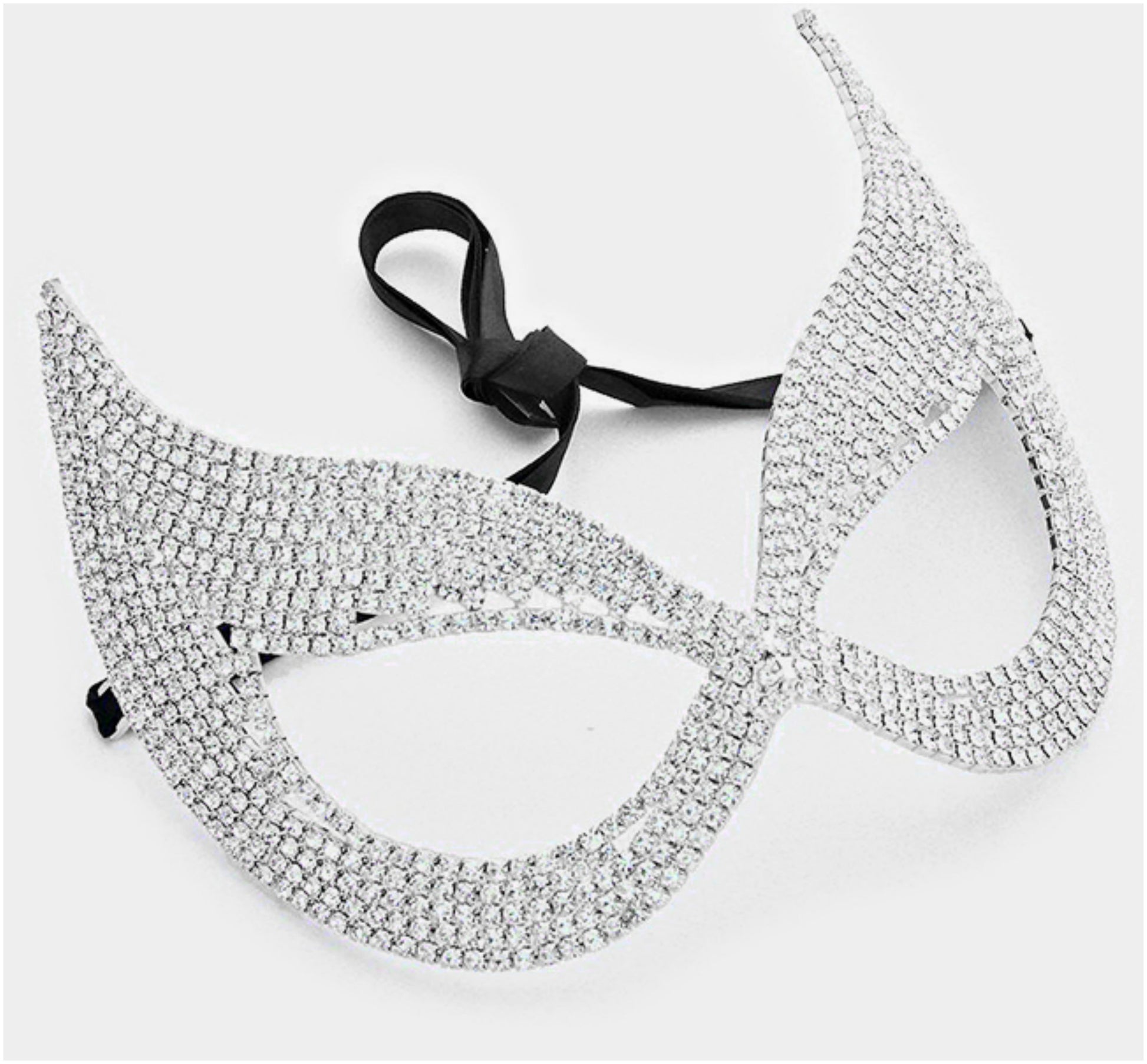 Zelda Cluster Cat Eye Statement Masquerade Mask | Crystal - Beloved Sparkles
