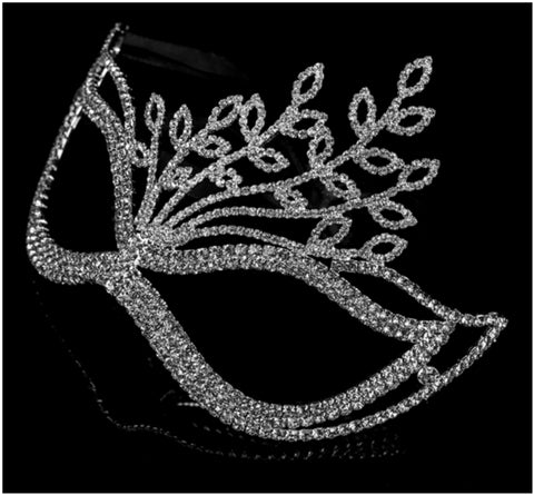 Lorelle Leaves Statement Masquerade Mask | Silver | Crystal