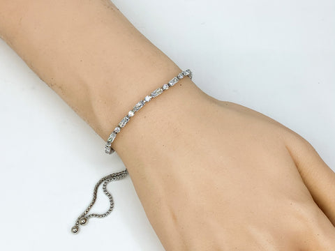 Ivy Radiant & Round CZ Silver Tennis Bolo Bracelet