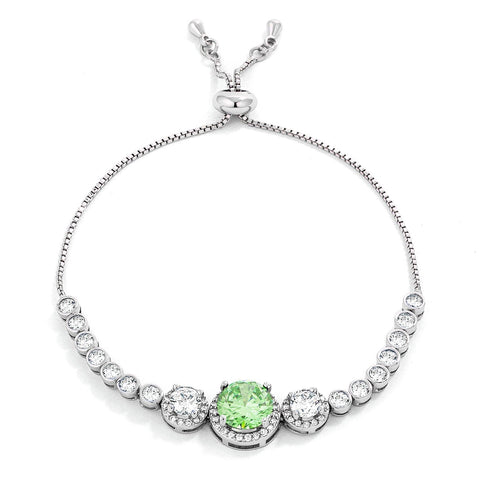 Abigail Emerald Green Graduated CZ Bolo Slider Bracelet