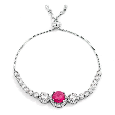 Abigail Ruby Graduated CZ Bolo Slider Bracelet