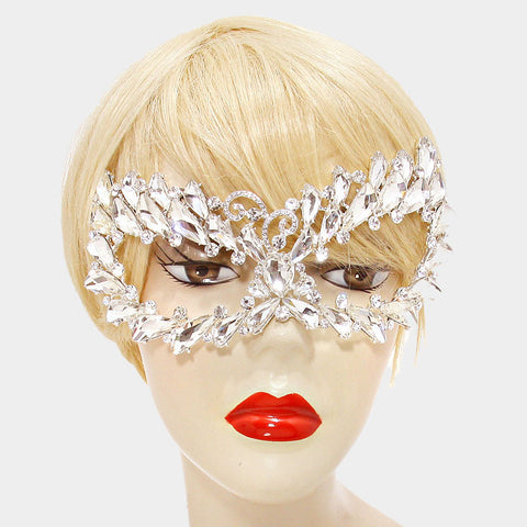 Amara Art Deco Cluster Statement Masquerade Mask | Crystal - Beloved Sparkles
 - 2