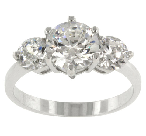 Alpha Triplet Round Cut Engagement Ring | 3ct | Cubic Zirconia | Sterling Silver