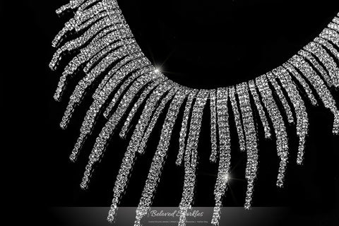 Jalila Draping Cluster Bib Necklace Set | Rhinestone - Beloved Sparkles